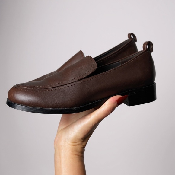 The Row Calfskin Loafers Brown Leather Size 38/7.5 Made In Italy Quiet Luxury - Picture 2 of 13